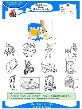 Çocuklar İçin B Sesi Çalışma Sayfaları 